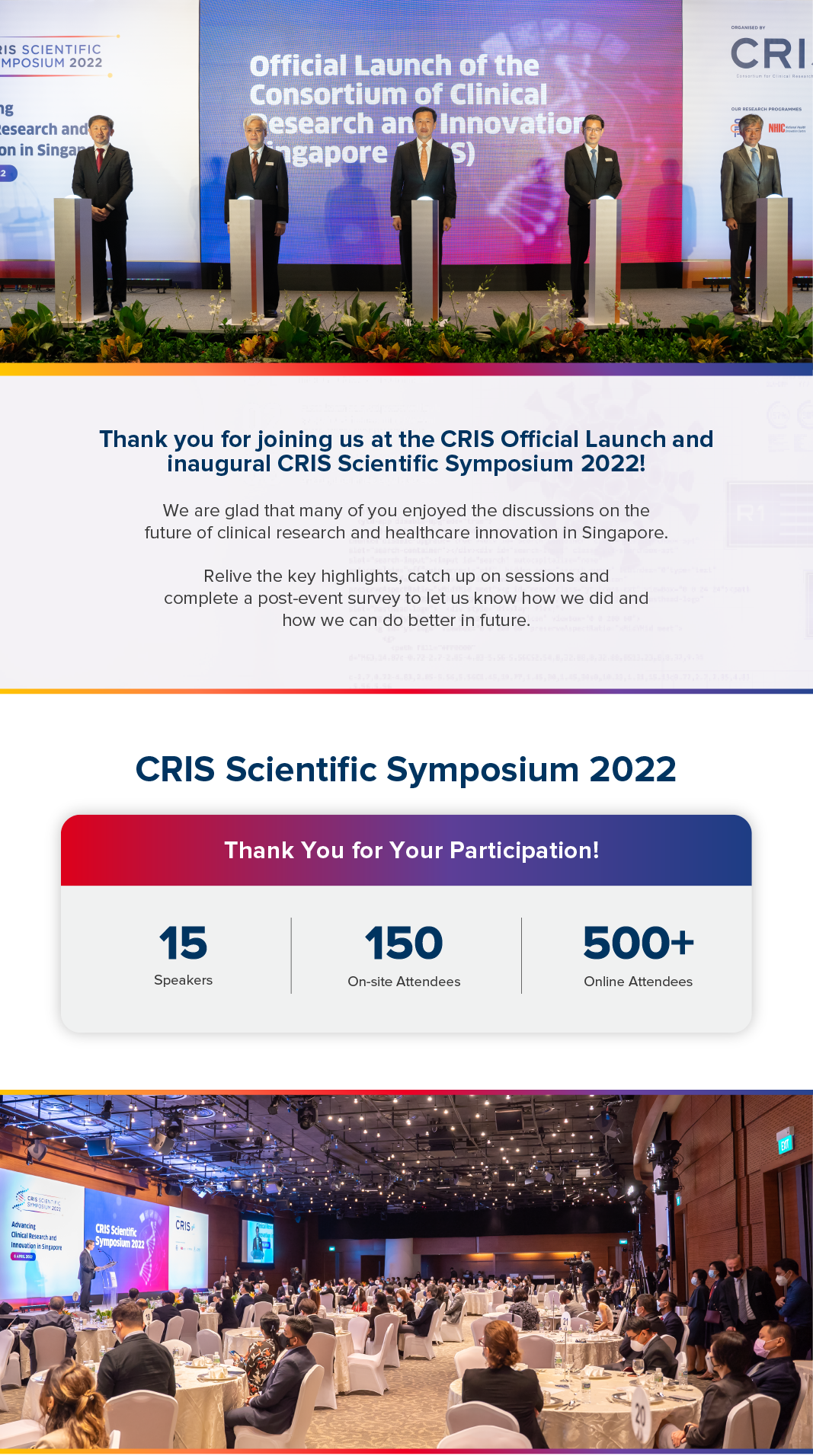 Five people stand at podiums on a stage with a screen behind displaying "Official Launch of CRIS Consortium".